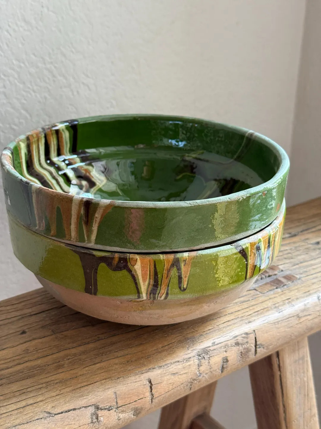 Marbleized Green Glazed Bowl - Etsy | Etsy (US)