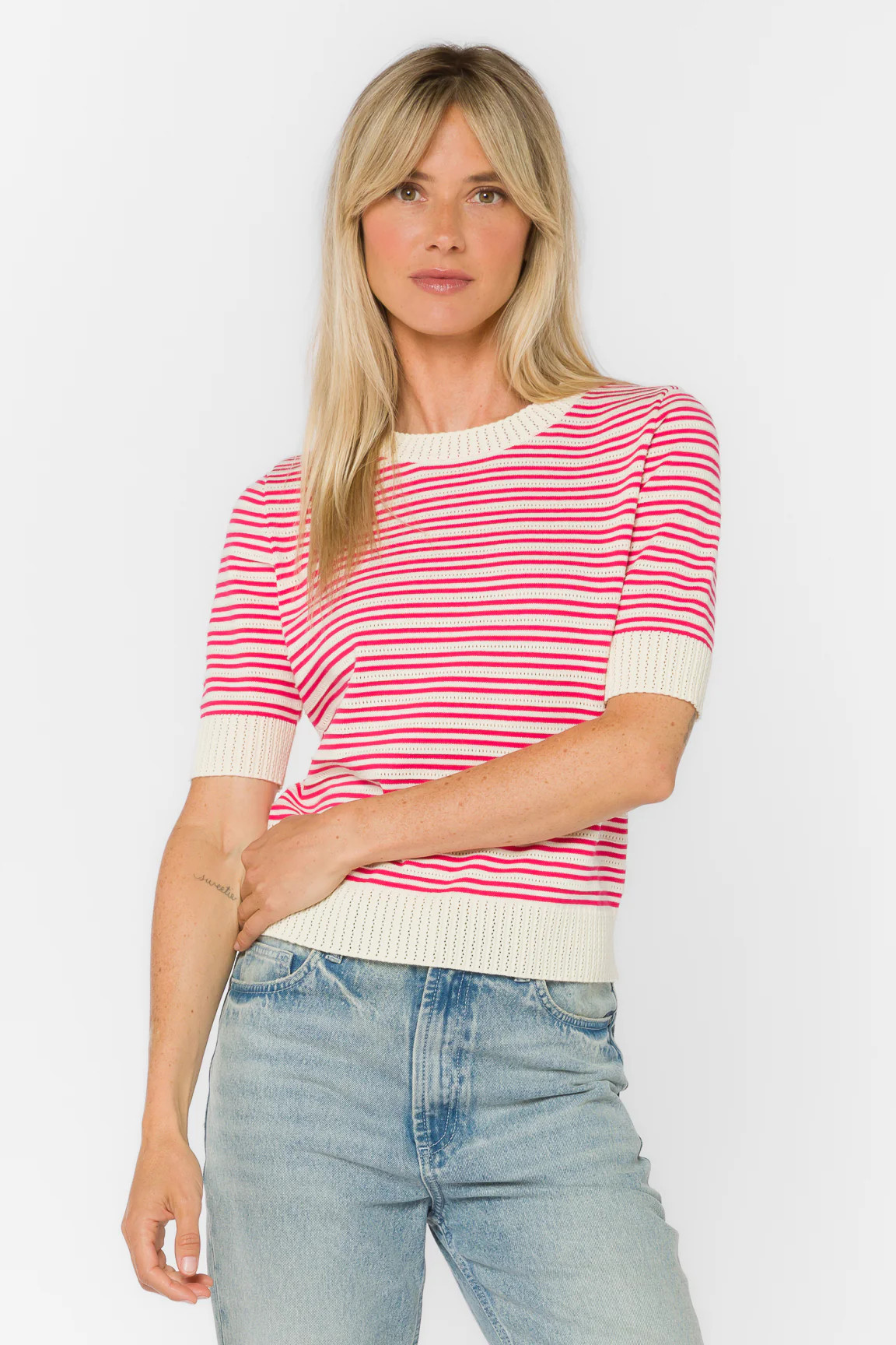 Norine Pink Stripe Sweater | Velvet Heart Clothing
