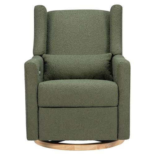 Babyletto Kiwi Olive Boucle Electronic Recliner and Swivel Glider with USB Port | Kathy Kuo Home
