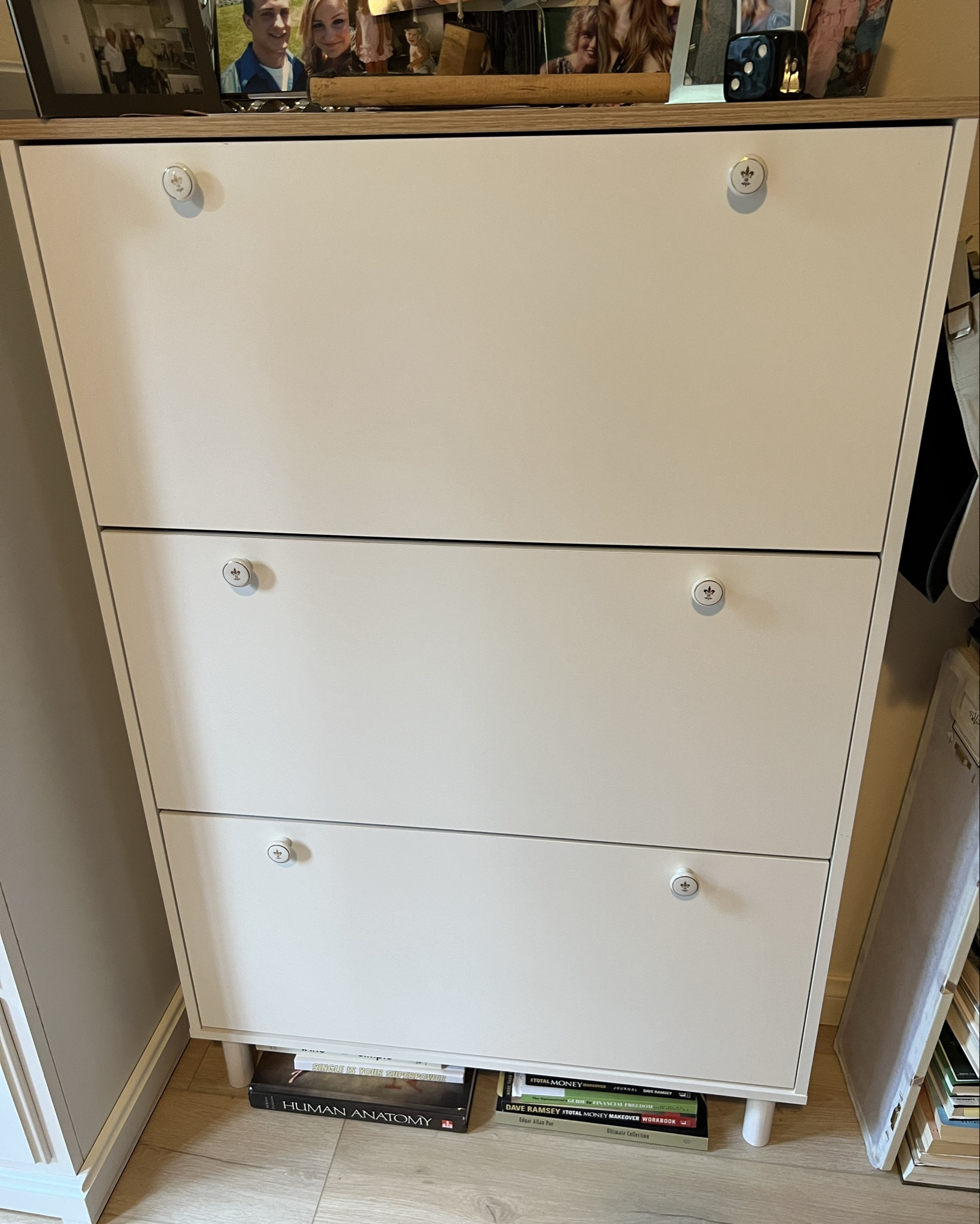 Compact shoe rack for small home or apartment space and it looks clean and sleek. I added vintage knobs to spice it up. Comes with silver knobs. Fits 24 pairs of shoes. Doesn’t fit boots. 
Easy assembly!! 
On SALE NOW!! 

#LTKHome