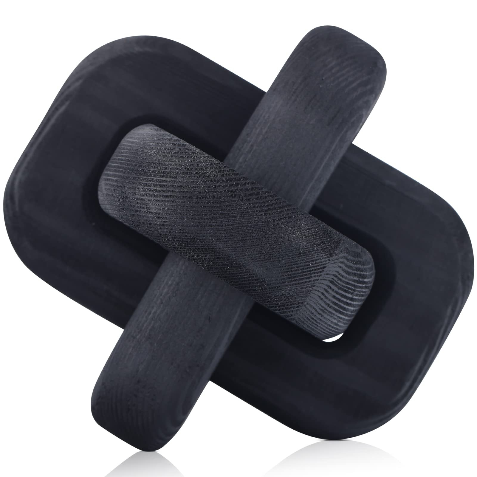 Living Room Decor Wood Knot, 3-Link Wood Chain Link Decor，Desk Fireplace Shelf Decor, Black Home Decorations for Living Room, Farmhouse Coffee Table Decor (Black) | Amazon (US)