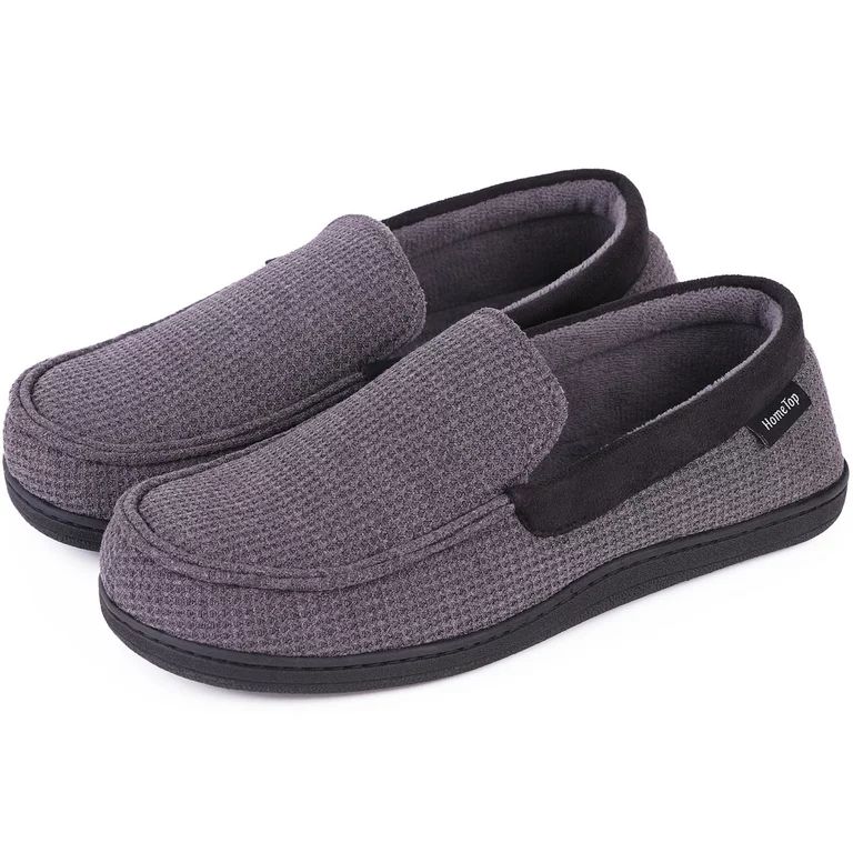 HomeTop Men's Comfort Memory Foam Moccasin Slippers, Size 12, Adult, Dark Gray - Walmart.com | Walmart (US)