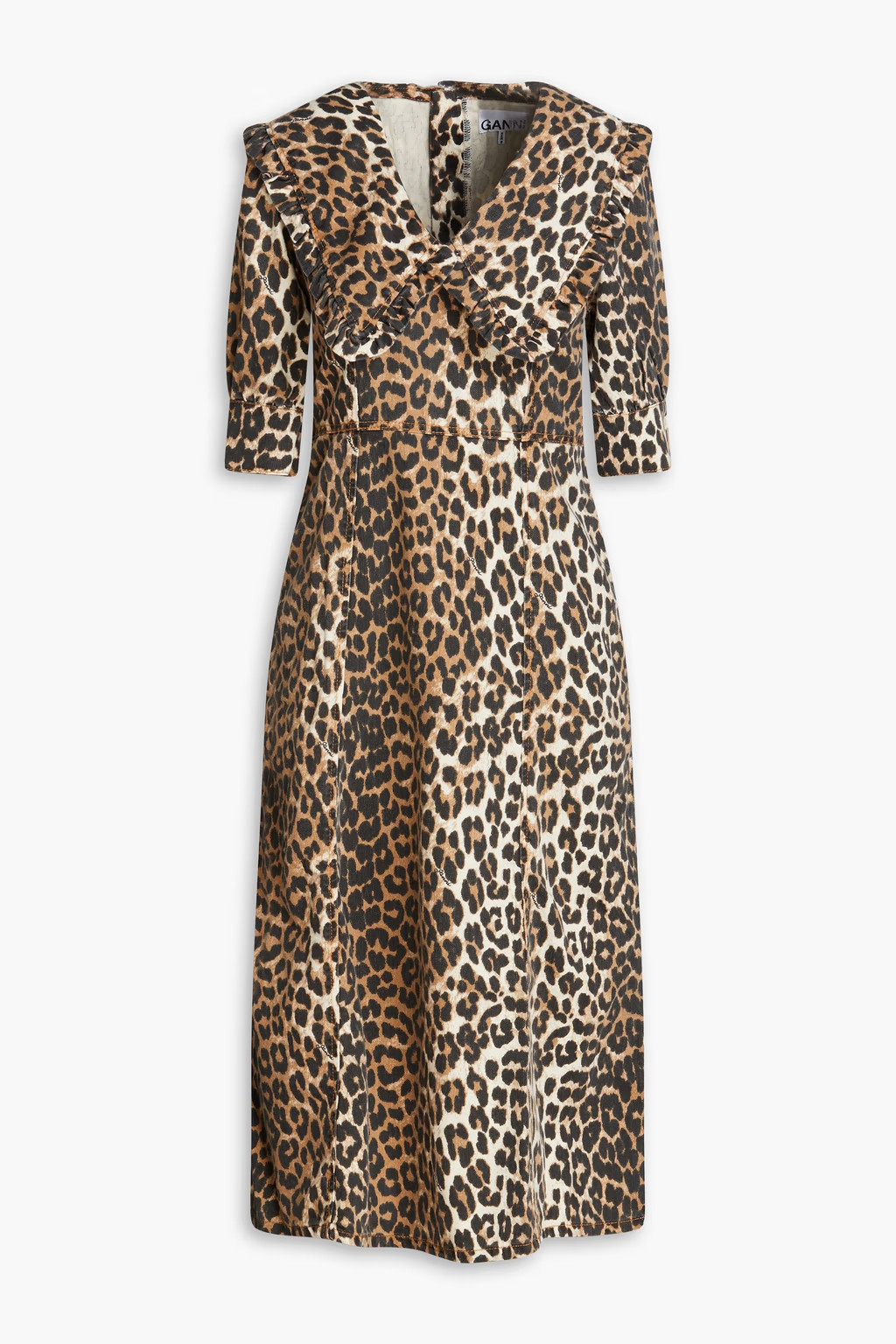 Leopard-print denim midi dress | The Outnet (UK and Europe)