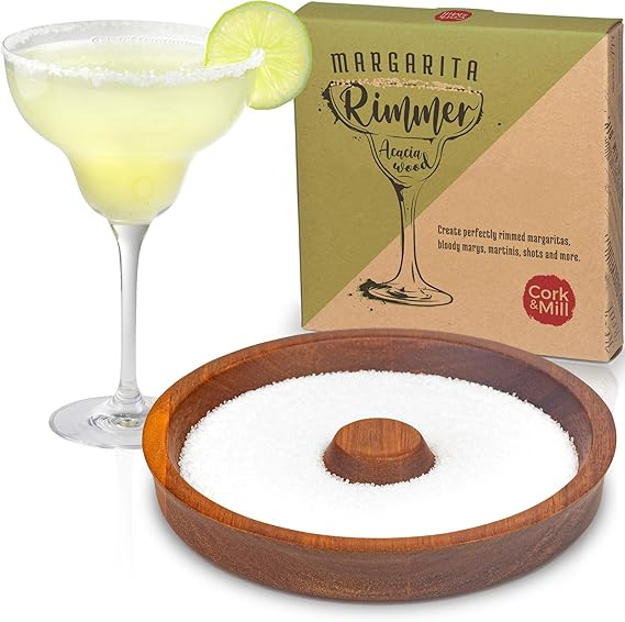 Cork & Mill Margarita Salt Rimmer, Acacia Wood Glass Rimmer, Sugar and Salt Rimmer for Wide Glass... | Amazon (US)
