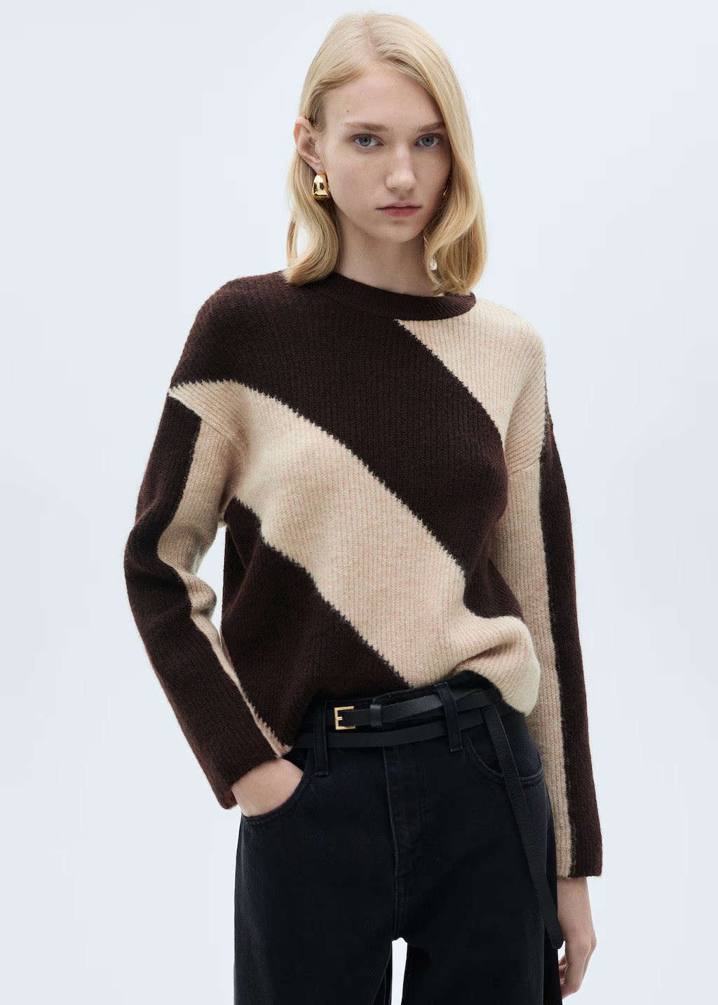 Knit striped sweater - Women | MANGO United Kingdom | MANGO (UK)