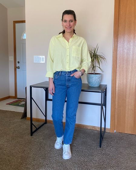 I found an amazing spring/summer piece in the perfect yellow! Comes with matching shorts to make a linen set 🙌🏼

Sizing: 
Shirt: TTS - wearing a size S.
Jeans: I sized down 1 size - wearing 25 

#LTKSeasonal #LTKsalealert