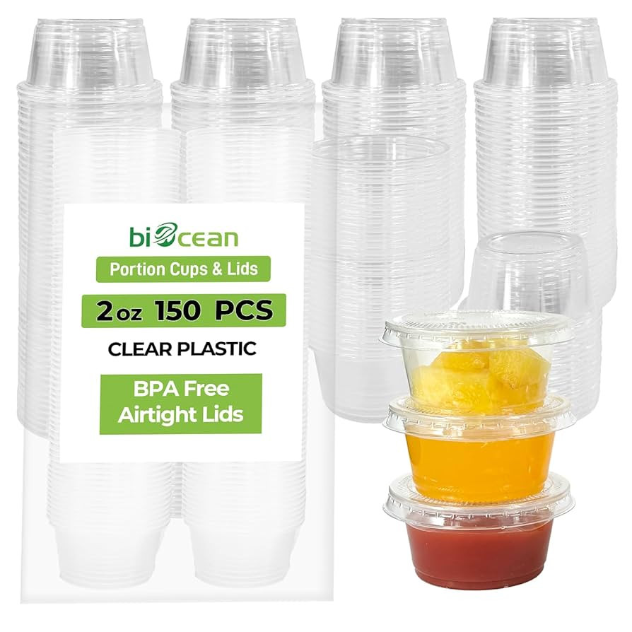 Plastic Portion Cups with Lids (2oz-150CT) Jello Shot Cups with Lids Jello Shot Cups Condiment Cu... | Amazon (US)