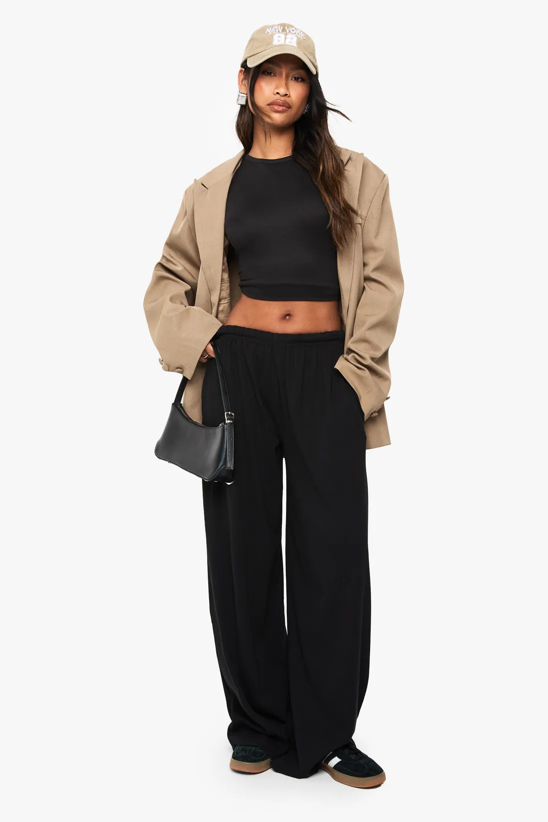 Trousers | Boohoo Basics Rib Straight Leg Trouser | boohoo | Debenhams UK