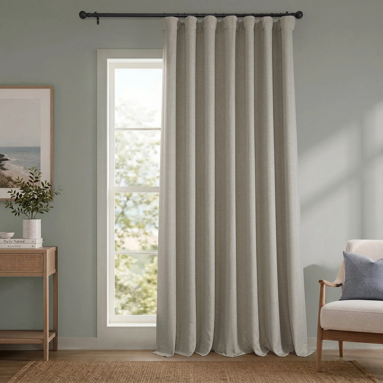 Ottis Faux Linen Room Darkening Curtain Panel | Wayfair North America