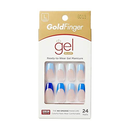 Gold Finger Color French Gel Glam Design Nail Press On Nails, Gel Nail Kit, Polish Free Manicure ... | Amazon (CA)