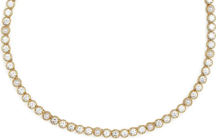 Cubic Zirconia & Faux Pearl Collar Necklace | Nordstrom