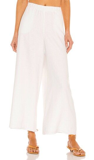 Kick Back Pants in White Linen | Revolve Clothing (Global)