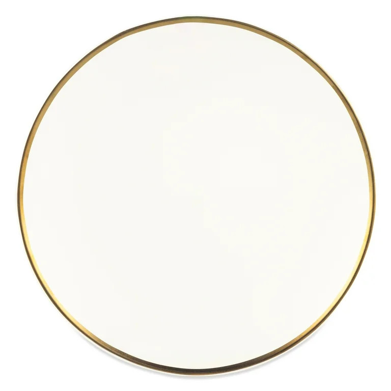 Thyme & Table Everest Ceramic Dinner Plate Off-White with Gold Rim | Walmart (US)