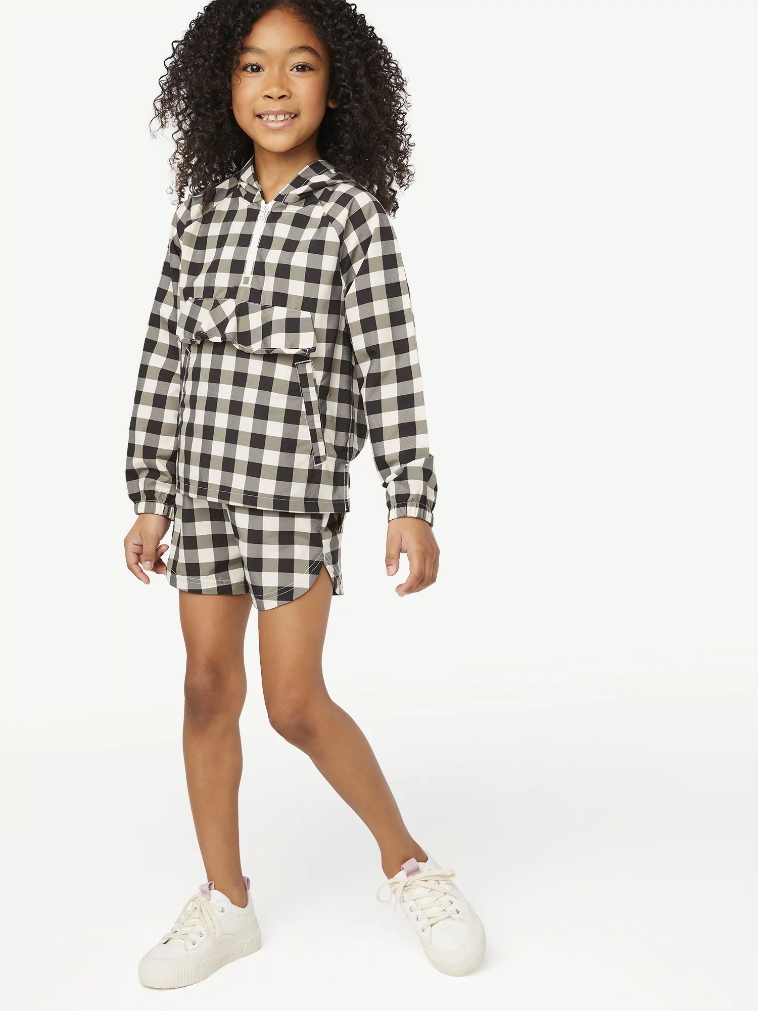 Free Assembly Girls Gingham Windbreaker and Short Set, 2-Piece, Sizes 4-18 - Walmart.com | Walmart (US)