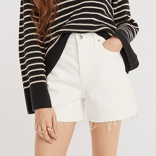 High-rise denim short in white | J. Crew US