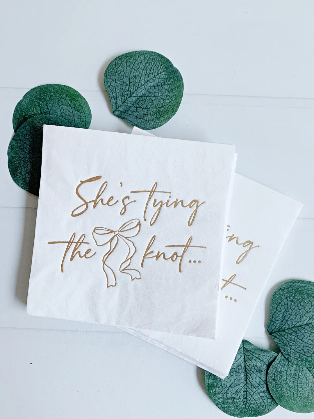She's Tying the Knot Cocktail Napkins - Gold | Etsy (US)