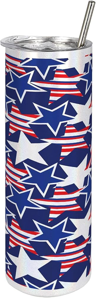 Ambesonne 4th of July 20 Oz Skinny Tumbler, Stars and Stripes of Liberty and Freedom American The... | Amazon (US)