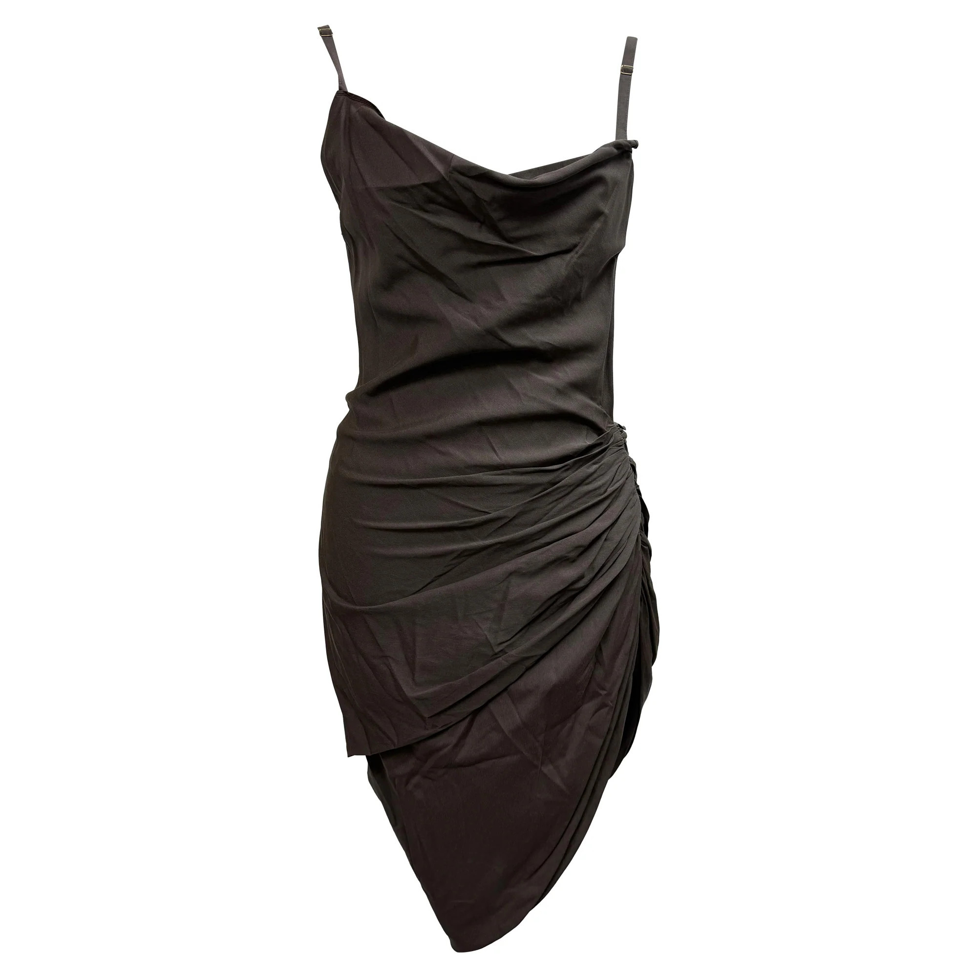 Jacquemus La Montagne Backless Draped Mini Dress in Brown Viscose | Shop Simon