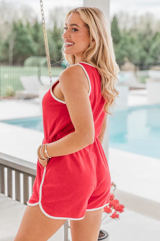 Rylee Red Terry Cloth Romper | Pink Lily