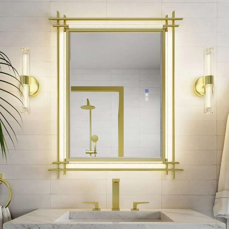 ATLT Handcrafted Iron Art Bubble Decorative Mirror 40"W X 32"H - Hawaiian Style, Golden | Walmart (US)