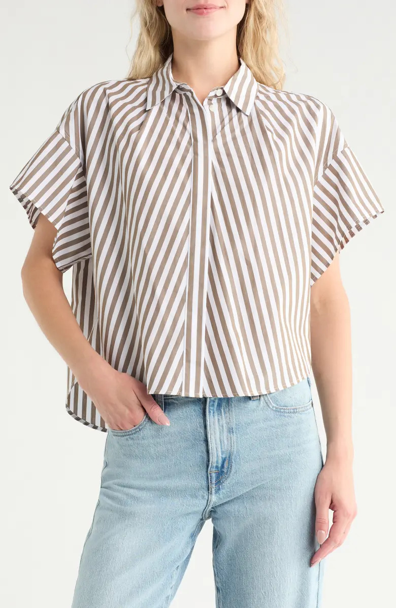 rag & bone Maura Stripe Cotton Poplin Button-Up Shirt | Nordstromrack | Nordstrom Rack