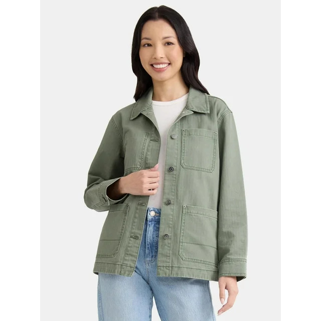 Time and Tru Women's and Women’s Plus Denim Chore Jacket, Sizes XS-4X | Walmart (US)