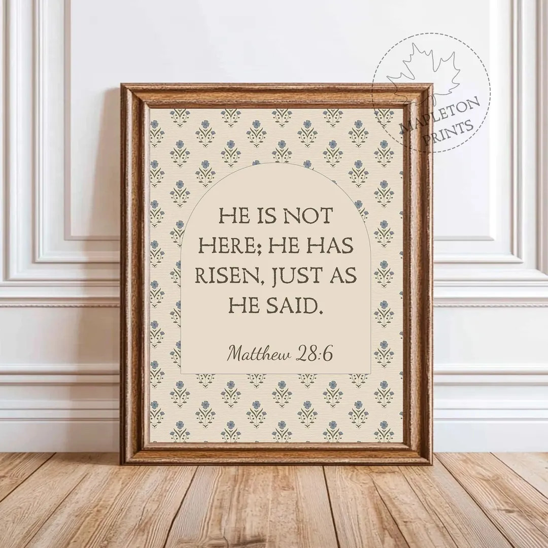 Bible Verse Printable Wall Art, Matthew 28:6 Resurrection Scripture Print, Religious Easter, Digi... | Etsy (US)