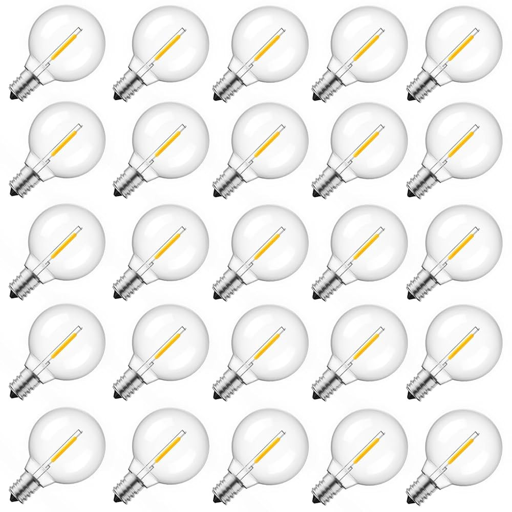 Brightown G40 Replacement LED Light Bulbs, 25 Pack Clear Globe Bulb fits E12 C7 Candelabra Screw ... | Amazon (US)