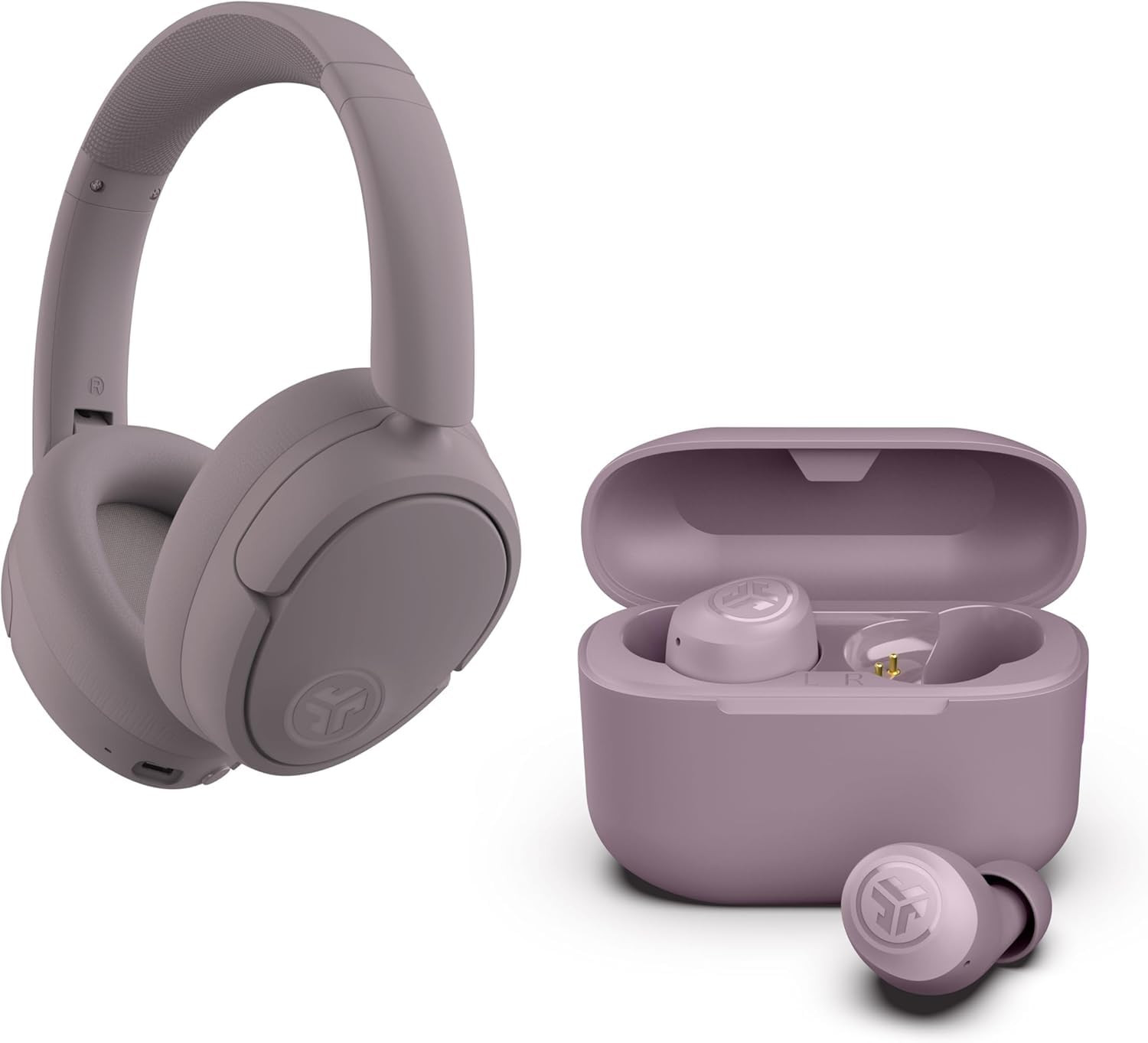 JLab Mauve Audio Bundle: JBuds Lux ANC Wireless Premium Over-Ear Bluetooth Headset with Hybrid Ac... | Amazon (US)