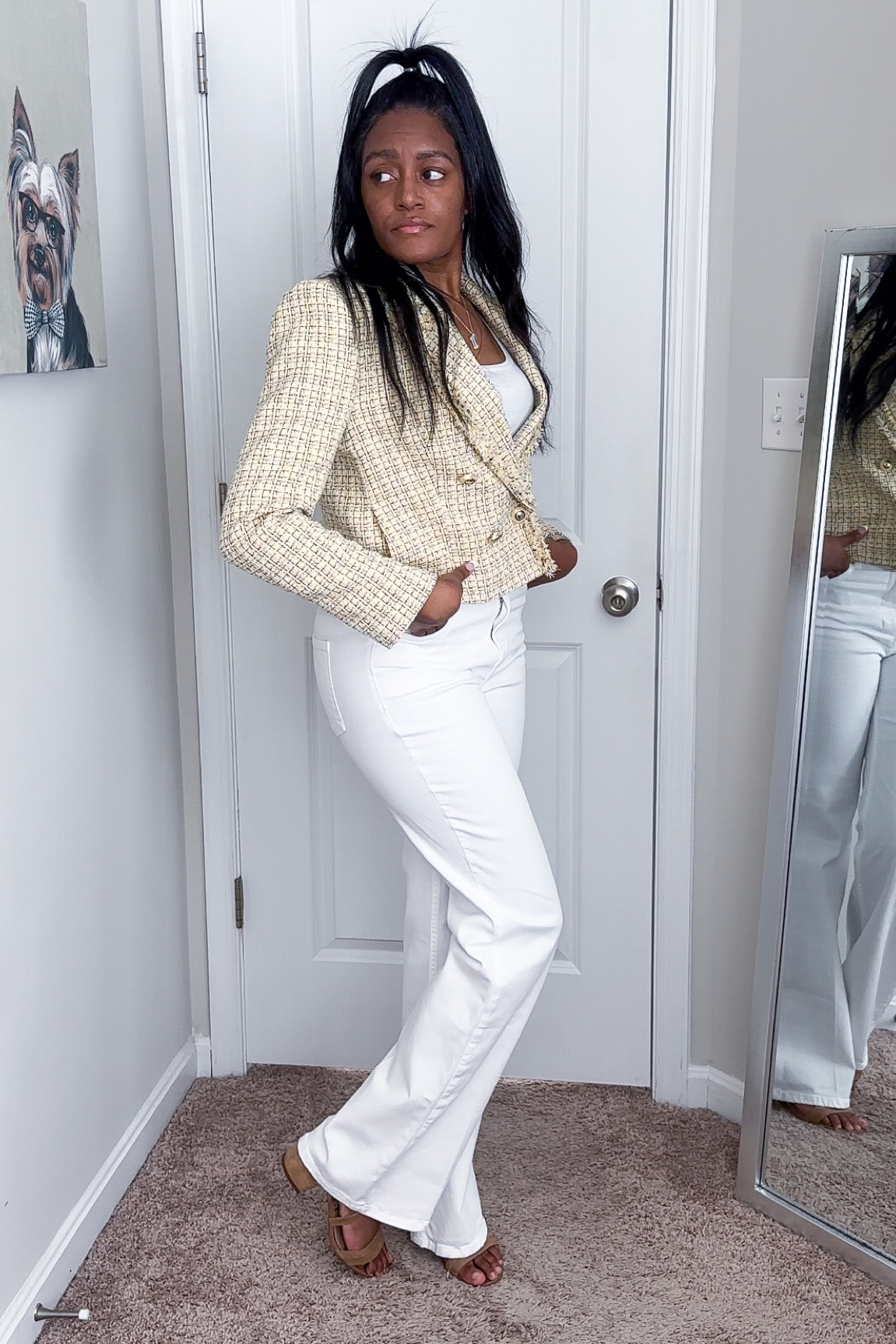 A great alternative to trousers are some white wide legs jeans for the perfect business casual fit! 🤍🤎💛

#LTKworkwear #LTKfit #LTKstyletip