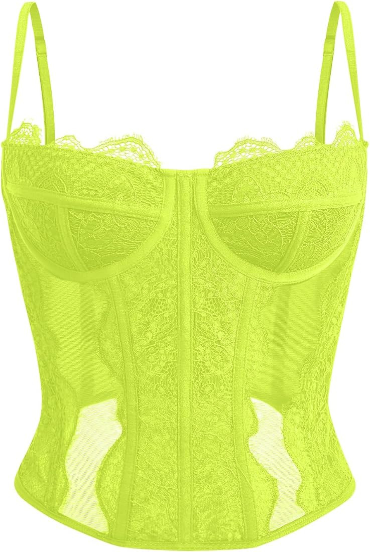 Dealmore Corset Tops For Women Going Out Lace Mesh Date Night Spaghetti Strap Party Club Fashion ... | Amazon (US)