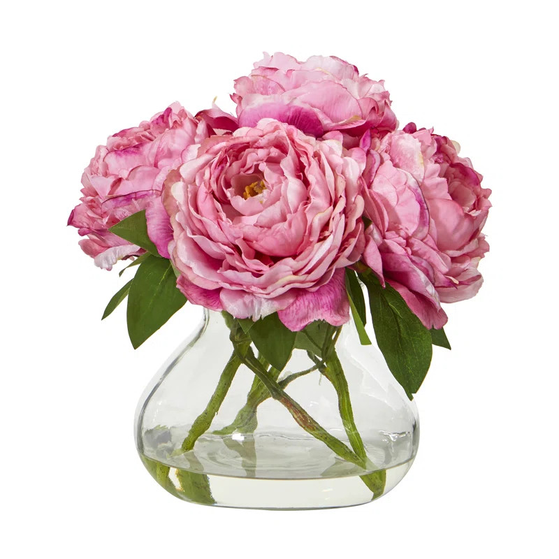 Artificial Peonies Floral Arrangements in Vase | Wayfair North America