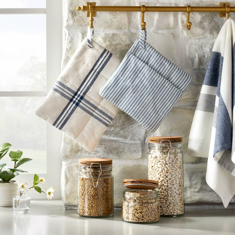 Large 47oz Glass & Wood Clamp Pantry Canister - Hearth & Hand™ with Magnolia | Target