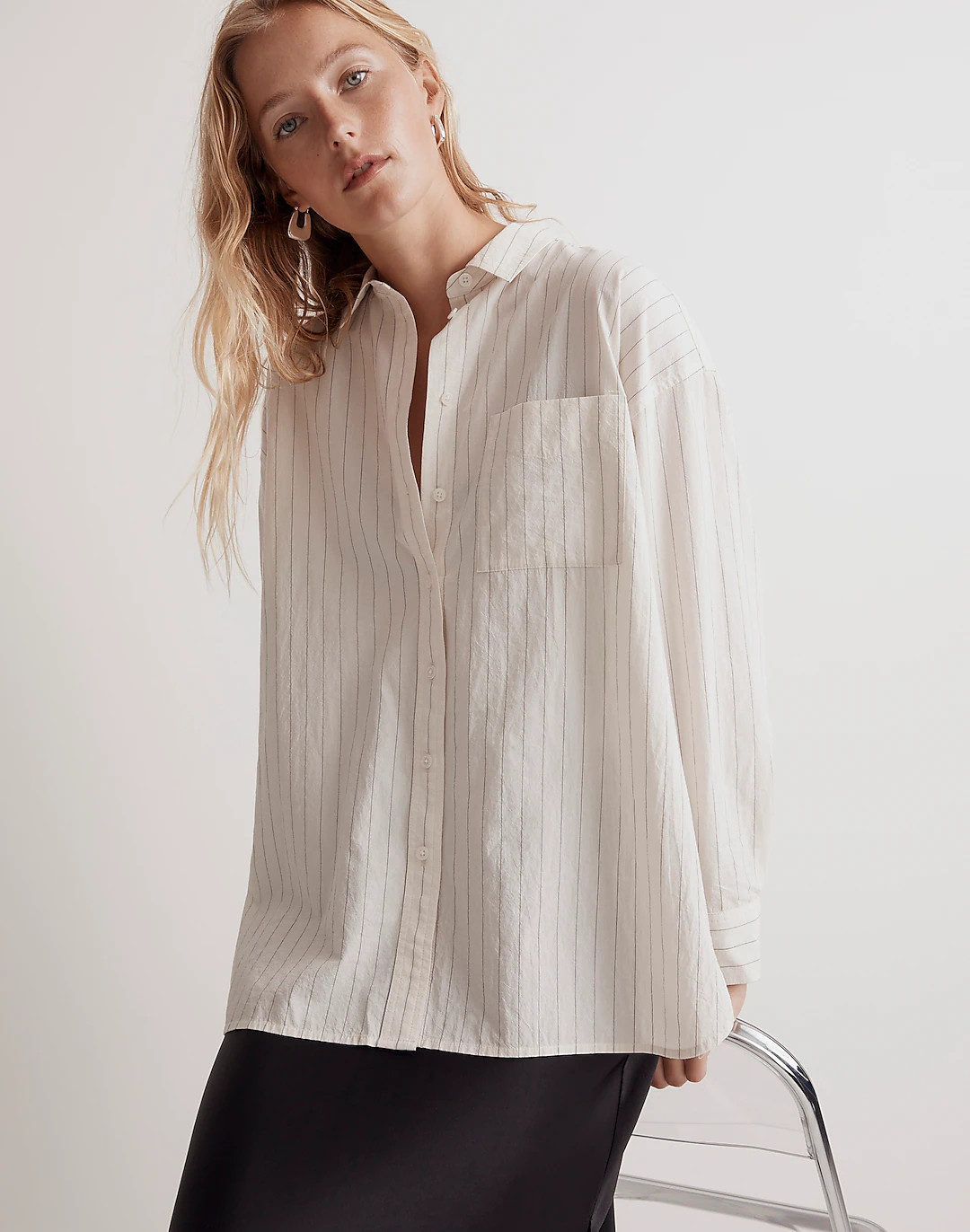 The Signature Poplin Oversized Shirt in Stripe | Madewell