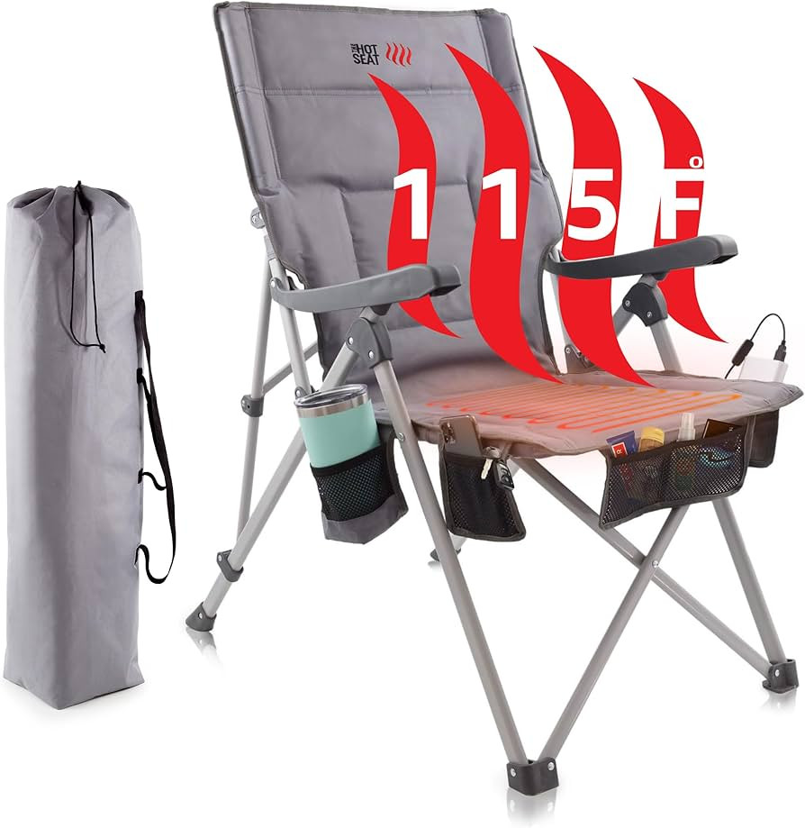 POP Design Hot Seat USB Heated Folding Camping Chair, Portable Reclining Padded Outdoor Chair w/C... | Amazon (US)