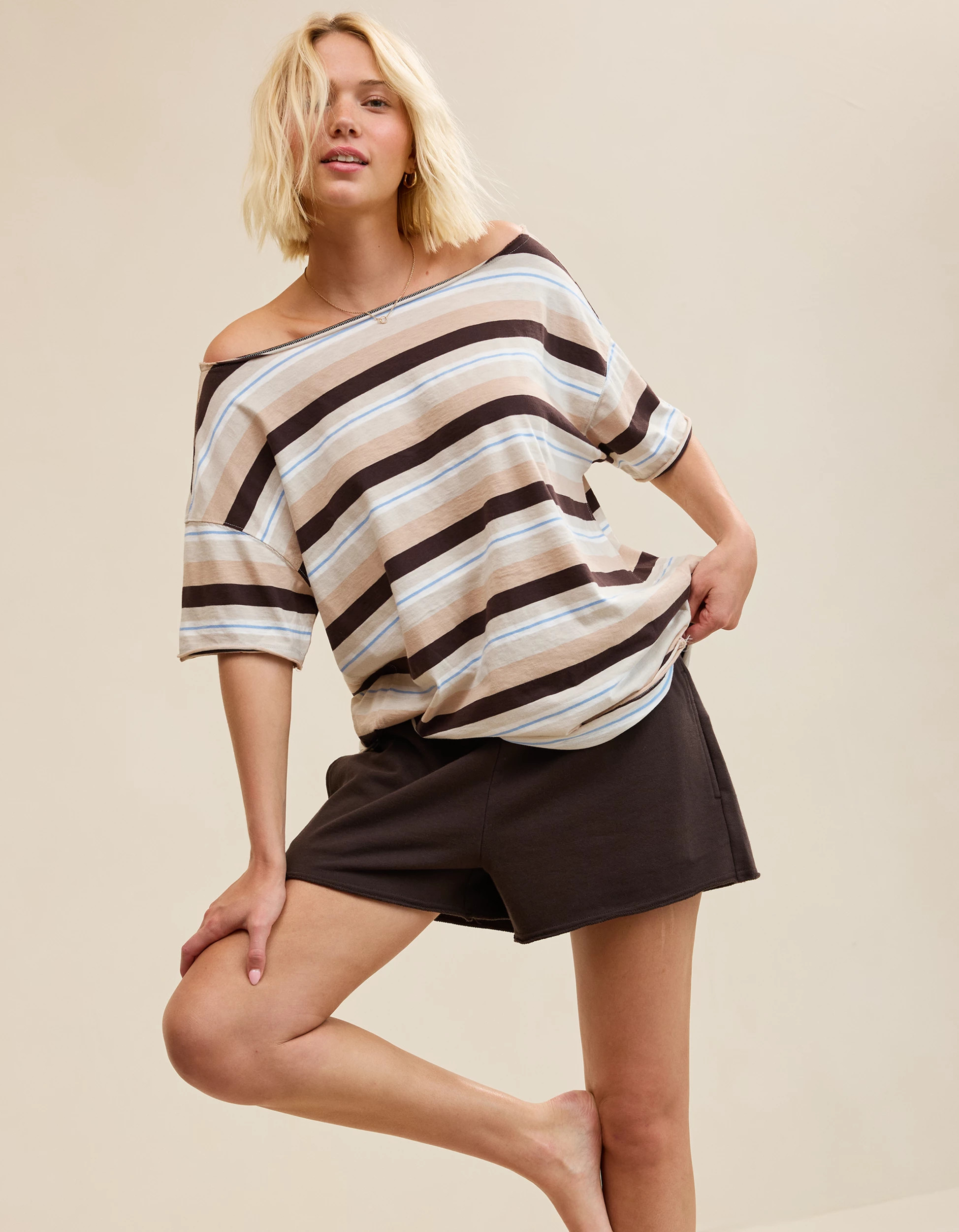 Aerie Off The Shoulder Oversized Boyfriend T-Shirt | Aerie
