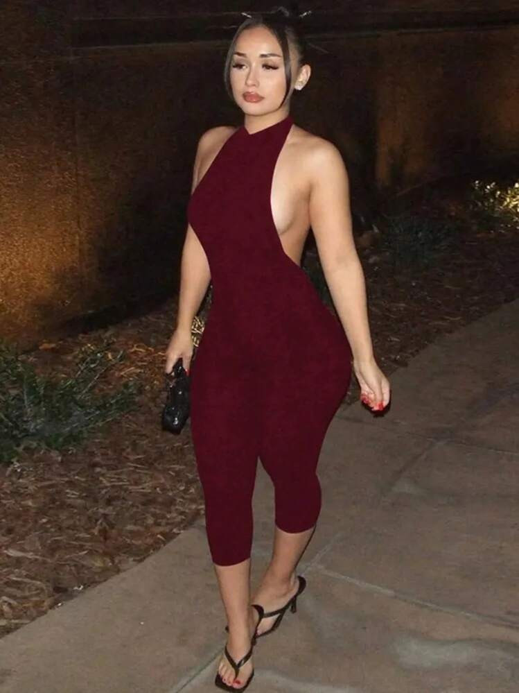 Burgundy jumpsuit (Similar) | SHEIN