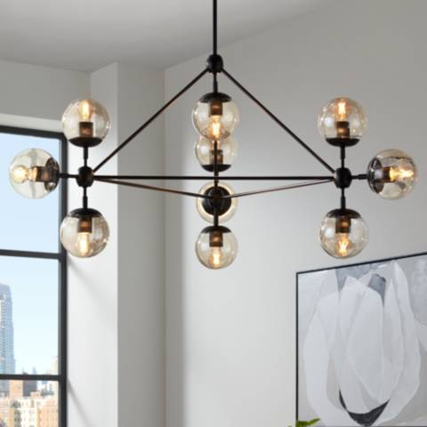 Possini Euro Gable 41 1/2" Wide Black 10-Light Modern Chandelier - #1G918 | Lamps Plus | Lamps Plus