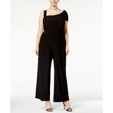 Love Squared Trendy Plus Size One Shoulder Jumpsuit Black 3X | Walmart (US)