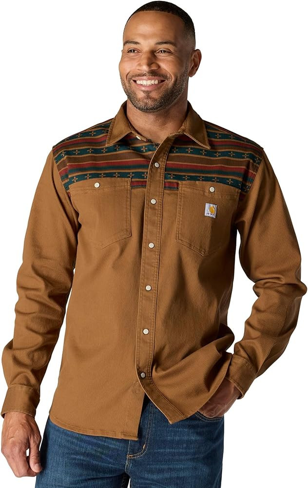 Carhartt Mens Montana Rugged Flex Relaxed Fit Corduroy Long-Sleeve Shirt | Amazon (US)