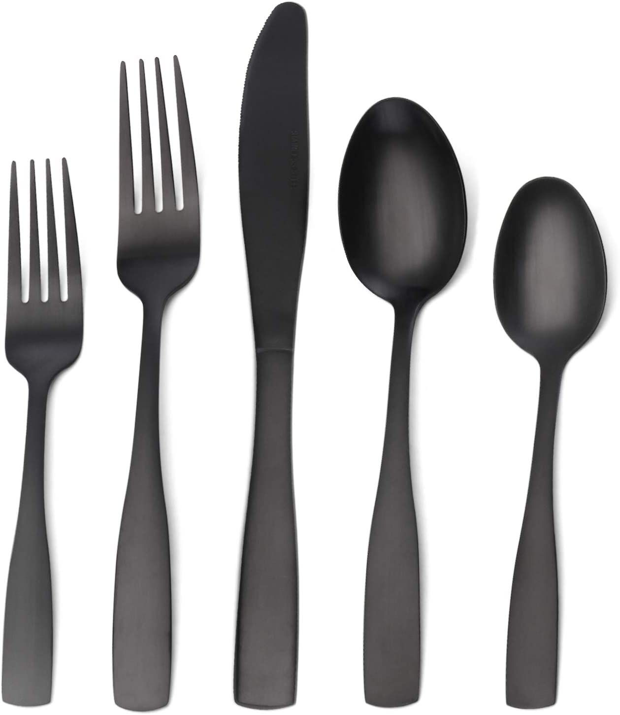 Matte Black Silverware Set, Satin Finish 40-Piece Stainless Steel Flatware set, Tableware Cutlery... | Amazon (US)