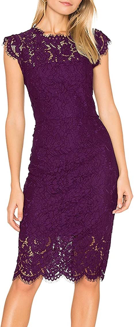 MEROKEETY Women's Sleeveless Lace Floral Elegant Cocktail Dress Crew Neck Knee Length for Party | Amazon (US)