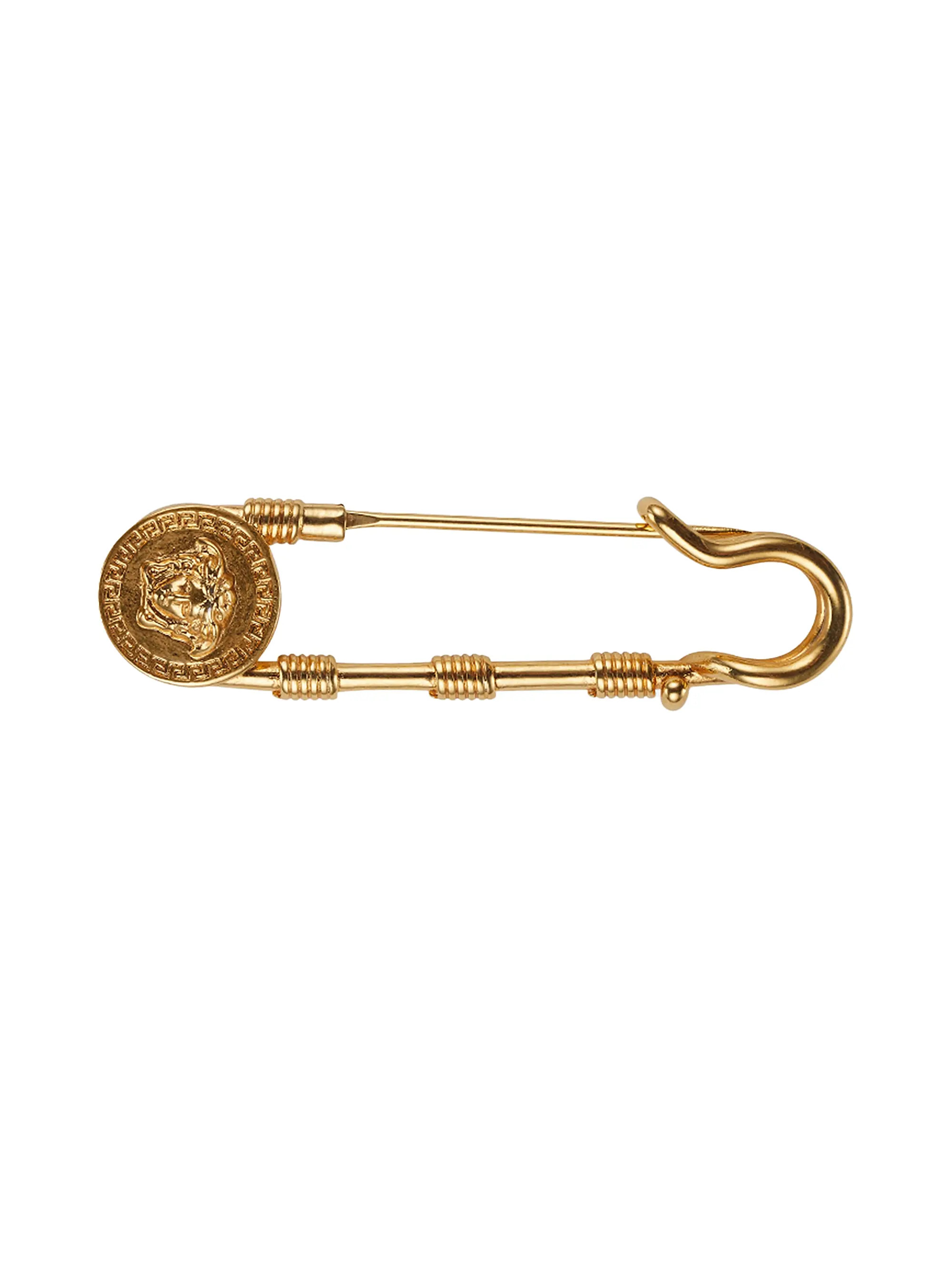 Goldtone Medusa Safety Pin Brooch | Saks Fifth Avenue