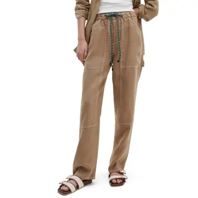 rag & bone Atlas Linen Drawstring Carpenter Pants in Forest at Nordstrom, Size X-Small | Nordstrom