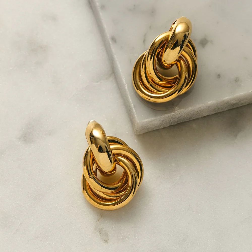 Statement Interlocking Earrings - Gold | Orelia