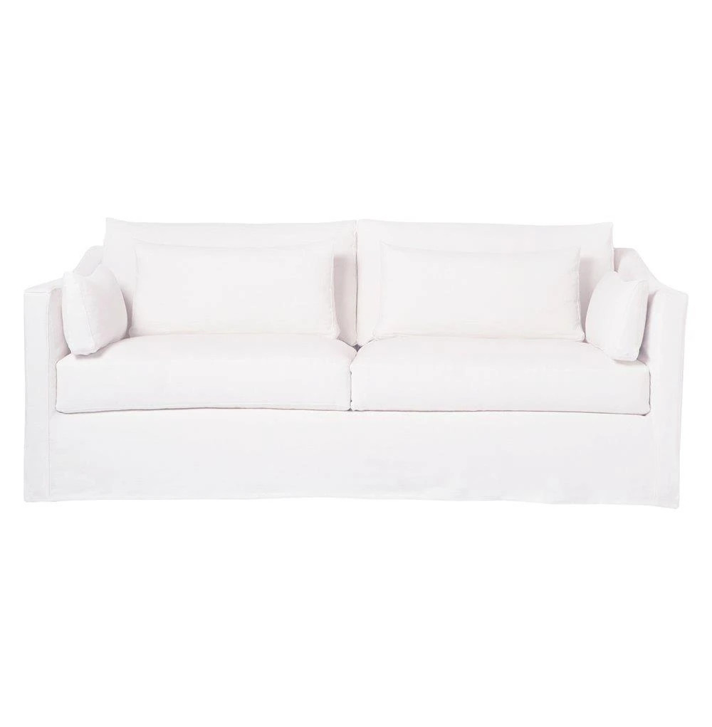 Cisco Home Rebecca Coastal Denim White Slipcovered Sofa - 84"W | Kathy Kuo Home