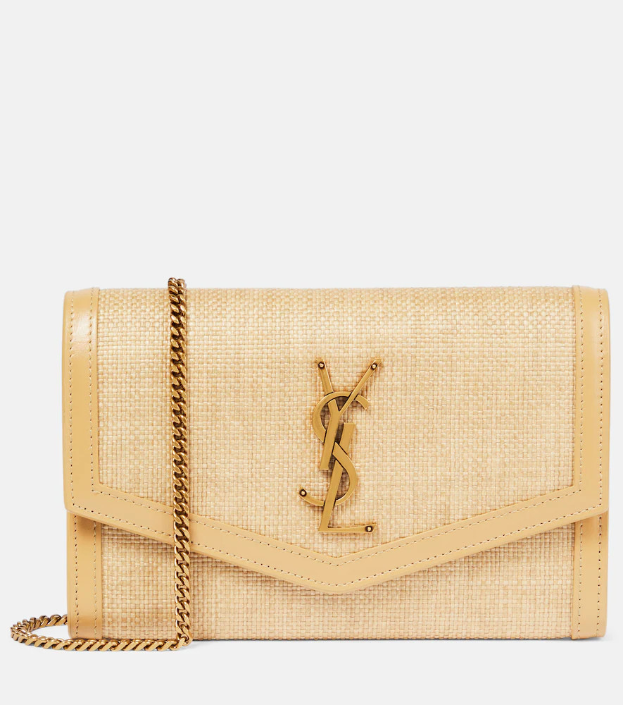 Saint Laurent Uptown raffia wallet on chain | Mytheresa (US/CA)