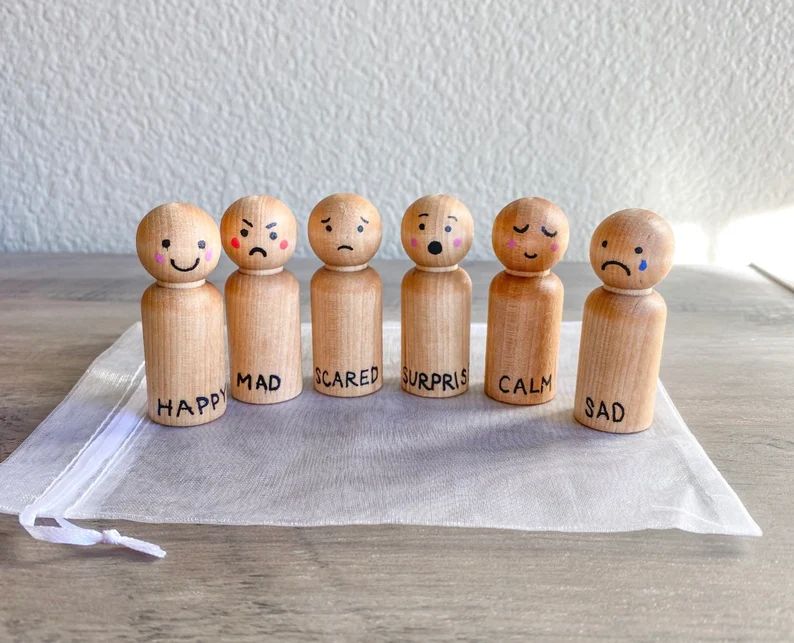 Emotions and Feelings Wooden Peg People Montessori Waldorf Toy | Etsy | Etsy (US)