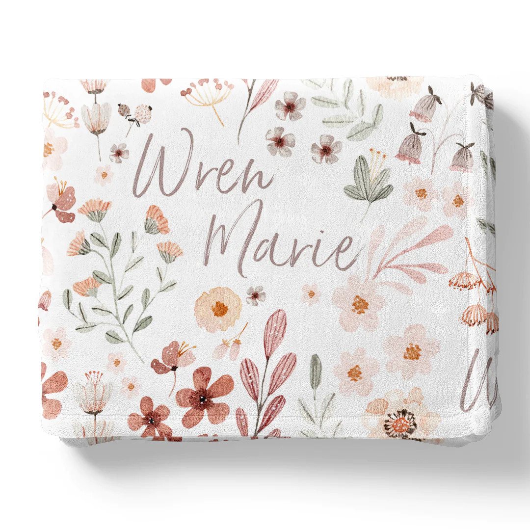 Wren's Wildflower Personalized Toddler Blanket | Caden Lane