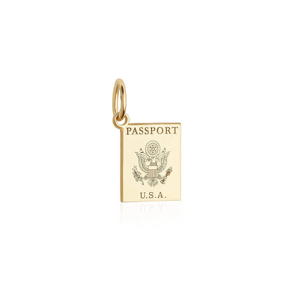 USA Passport Cover Charm, Solid Gold Mini | Jet Set Candy (US)